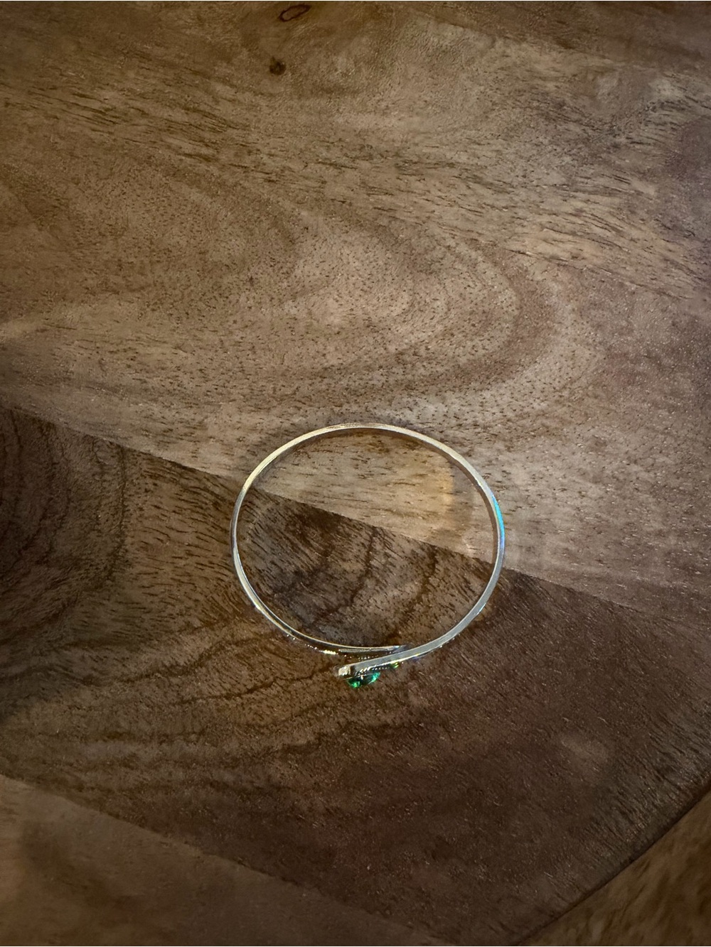 Silver-Tone Green Teardrop Cuff Bracelet - Women Jewelry - Picture 3 of 4